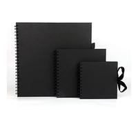 Small Black Scrapbook Photo Album 100 Pages/50 Sheets, 200gsm Square Scrap book with Ribbon Closure - Ideal for Scrapbooking, Arts, Crafts and DIY (15x15 cm)