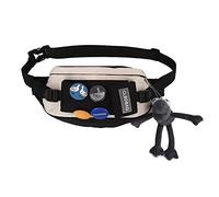 Small Black Sling Crossbody Backpack Shoulder Bag Men Women Pendant Pins Hiking Walking Biking Travel Purse, White