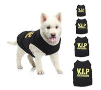Small Black VIP Very Important Pup Dog Vest Pet Puppy Cat Kitten Clothes Tank Top 4 Sizes T Shirt Tee Fancy Dress Clothing Outfit T-Shirt Size L