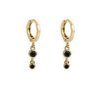 Small Black Zircon Hoop Earrings For Women Round Circle Piercing Earring Jewelry