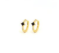 Small Black Zircon Hoop Earrings For Women Round Circle Piercing Earring Jewelry