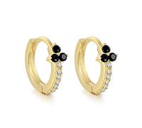 Small Black Zircon Hoop Earrings for Women Round Circle Piercing Earring Jewelry