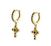 Small Black Zircon Hoop Earrings For Women Round Circle Piercing Earring Jewelry