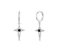 Small Black Zircon Hoop Earrings For Women Round Circle Piercing Earring Jewelry