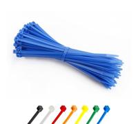 Small Blue Cable Ties 100mm (4"), 2.5mm | Pack of 100 | Colour Coding Nylon Zip Ties, Self-Locking | Network Identification, Home & Office Use - Abacus Range