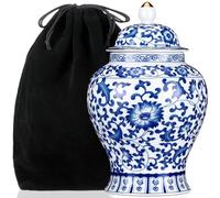 Small Blue Ceramic Cremation Urn for Adult Ashes Exotic Blue and White Porcelain Cremation Urn for Human Beautiful Ceramics Decorative for Pet Dog Cat Funeral Ashes