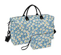 Small Blue Daisies Decorative Carry On Personal Item Bag Gym Duffel Bag with Toiletry Bag for Workout 2 Pcs Set Bolsa de lona para