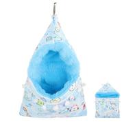 Small Blue Fleece Lined Guinea Pig Bed Hammock Cloak Style Thickened Hanging Hamster House for Ferret Rat Squirrel Sleep Nest