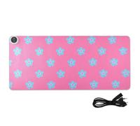Small Blue Flowers Pink Background Heated PU Mouse Pad 31.5 x 13 in Non Slip Desk Mats for Keyboard Desk Gaming,Writing