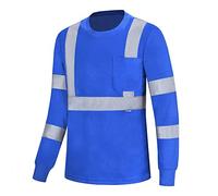 Small blue hi vis Long Sleeve t Shirt Hi vis Work Reflective Safety Long Sleeve t Shirt EN20471 Class3 (XS-8XL)