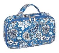 Small Blue Printed Mahjong Carrying Case, 11.4 In / 29 Cm American Mahjong Set Travel Bag, Wider, Roomy Interior, Dual Zipper