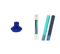 Small Blue Ribbed Glass Holder & Navy Ombre Tapered Candles Bundle