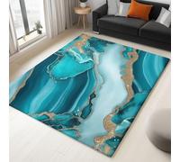 Small Blue Rugs 40x60 cm - Beautiful Turquoise Agate Printed Area Rugs Soft Non Slip Washable Modern Sofa Floor Carpets For Living Room Bedroom Lounge Dining Room