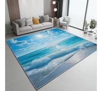 Small Blue Rugs 60x90 cm - Beautiful Sky Coast Printed Area Rugs Soft Non Slip Washable Modern Sofa Floor Carpets For Living Room Bedroom Lounge Dining Room