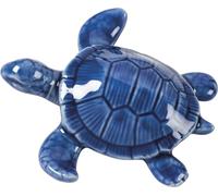 Small Blue Stoneware Sea Turtle Figurine 4 Inch x 1.25 Inch