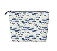 Small Blue Whale Swimming A Versatile Travel Makeup Bag, Ideal for Daily Routines and Business Journeys
