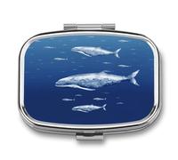 Small Blue Whale Swimming Cute Travel Pill Organizer Compact and Portable Pill Box,Pill Case for Travel Essentials for Pocket Purse