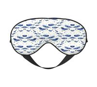 Small Blue Whale Swimming Double Sided Sleep Mask Soft Comfortable Light Blocking Eye Cover for Night Rest