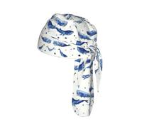 Small blue whale swimming Print Helmet Skull Cap Quick Dry Bike Headwrap Lightweight Breathable One Size Adult Modern Beanie