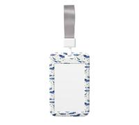 Small Blue Whale Swimming Print Id Card Holder,Badge Holder with Lanyard,Work Pass Protector for Office Staff School Nurse