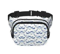 Small Blue Whale Swimming Print Stylish and Practical Waist Bag,Adjustable,Perfect for Travel,and Outdoor Activities