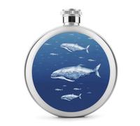 Small Blue Whale Swimming Stainless Steel Flask for Men Hip Flask for Liquor Portable Bottle for Hiking, Party Wedding Camping & Travel