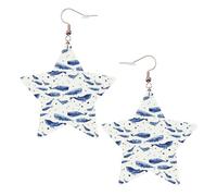 Small blue whale swimming Statement Earrings for Women, Star Drop Earrings, Elegant Dangle Jewelry for Formal Gatherings