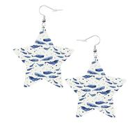 Small blue whale swimming Statement Earrings for Women, Star Drop Earrings, Elegant Dangle Jewelry for Formal Gatherings
