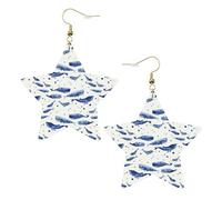 Small blue whale swimming Statement Earrings for Women, Star Drop Earrings, Elegant Dangle Jewelry for Formal Gatherings