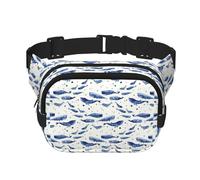 Small Blue Whale Swimming Unisex Fashion Waist Packs, Stylish Fanny Packs for Workouts, Running, Traveling, and Hiking