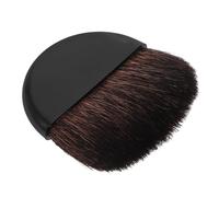 Small Blush Brush with Nylon Bristles, Travel Powder Tool | Black Half Moon Head, Ergonomic Lightweight Handle, Soft Dense Finish for Powder and Cheeks