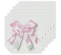 Small Blush Pink Satin Ribbon Bow Cloth Napkins Set of 6, Square Premium Reusable Washable Polyester Table Linen Napkin for Dinner Party