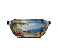 Small Boat On Calm Waters Fanny Pack for Women Man,Modern Impressionism Waist Belt Bag Crossbody for Sports Travel Hiking Running Jogging