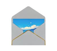 Small Boat On The Seashore Elegant Greeting Card â€“ Premium Pearl Paper Holiday & Birthday Card With Gold Trim â€“ Blank Inside For Personal Message