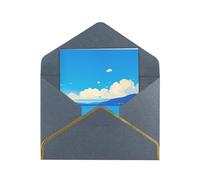 Small Boat On The Seashore Elegant Greeting Card - Premium Pearlescent Paper Folding Card With Gold Trim, Ideal For Holiday Greetings, Birthdays, Weddings, And Valentine'S Day