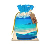 Small Boat On The Seashore Gift Bag - Festive Full-Print Drawstring Pouch For Holiday, Birthday & Party Presents - Reusable Eco-Friendly Gift Packaging