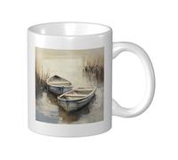 Small Boats in The River Ceramic Cup, Elegant Coffee Mug Tee Drinkware Water Cup for Home Office 11oz