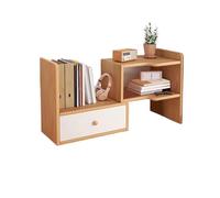 Small Bookshelf Expandable Desktop Bookshelf with Drawer Artificial Board Countertop Organizer Rack Display Shelf