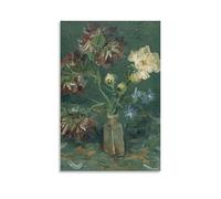 Small Bottle with Peonies And Blue Delphinium by Vincent Van Gogh Wall Art Prints Poster Wall Art Picture Painting Poster Canvas Print Posters Artworks Room Decor 08x12inch(20x30cm)