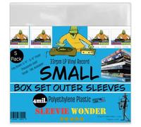 Small Box Set Outer Plastic Sleeves (x5) 4mil Thick USA Polyethylene for 33rpm LP Vinyl Record Album Boxset - Strong Poly Bag Covers - Best Protects 3/8"-3/4" Boxes (+1 Free Dj Sticker)