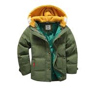 Small Boys Ski Jacket Boys Toddler Children Baby Boys Winter Warm Long Sleeve Jacket Outerwear Coats Removable Hood Padded Outerwear Training Jacket Kids Down Jacket Boys Winter, Army Green, 8-9 Years