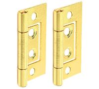 Small Brass Flush Hinges Door Flush Hinges 40mm Heavy Duty Flush Hinges for Internal External Doors Cupboards Cabinets Dresser Wardrobes Pack of 2.