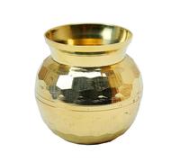 Small Brass Kalash Lota Pot Utensil Drinkware for Pooja Kit for Indian Traditional Karwachauth Pooja Purpose for Temple Home office Pure Brass Vessel Lota Kalash Return Gifts(Size:-2"x3"x2")(Golden)