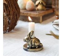 Small Brass Rabbit Candlestick Holder, Mini Gold Bunny Taper Candle Holder,Antique Gold Hare Candle Stick for Easter, Vintage Metal Brass Candlestick for Dinner Candles, Easter Decoration