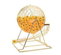Small Brass Raffle Drum with 100 Lottery Tickets, Metal Bingo Game Set for Party, Carnival, Fundraiser Events
