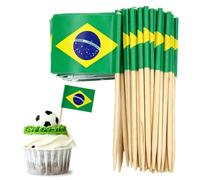 Small Brazil Flags Cocktail Sticks Little Cake Toppers for Cake Decorations,100pcs Mini Brazilian Toothpick Flag On Sticks for Sandwich Food Cupcake Topper World Cup 2026 Decorations Pub Royal Event
