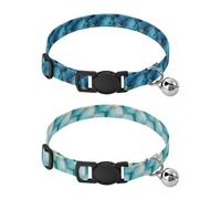 Small Breed Dog Collar Adjustable Dog Collar for Girls and Boys 2 Packs Marble Turquoise Royal Blue Marble Turquoise White