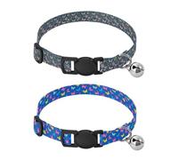 Small Breed Dog Collar Adjustable Female Dog Collars 2 Packs Dark Blue Vintage Floral & Butterfly Colorful Butterfl