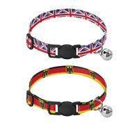Small Breed Dog Collar Adjustable Female Dog Collars 2 Pcs United Kingdom Flag Germany Flag Silk