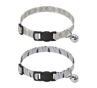 Small Breed Dog Collar Adjustable Girl and Boy Dog Collars Set of 2 Christmas Grey Brown Snowflake Pattern Christmas Grey Blue Pine Trees